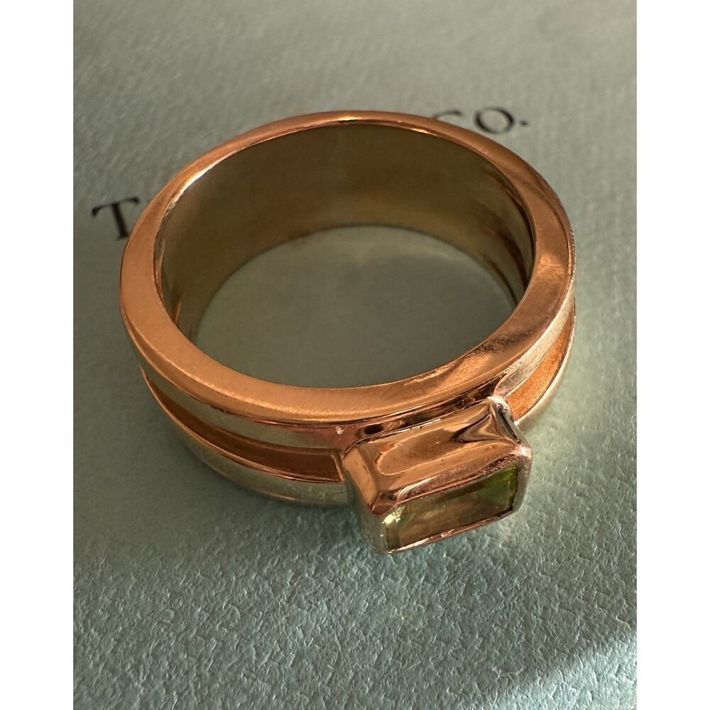 Tiffany & Co. 18k Gold 8mm Sparkle Green Gemstone Peridot Band Wide Ring 12.3g - Picture 7 of 16